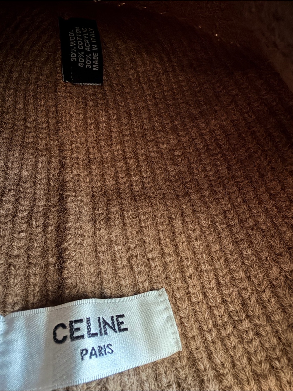 Celine Tan Ribbed Logo Beanie - Picture 4 of 4